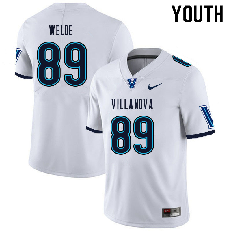 Youth #89 James Welde Villanova Wildcats College Football Jerseys Sale-White
